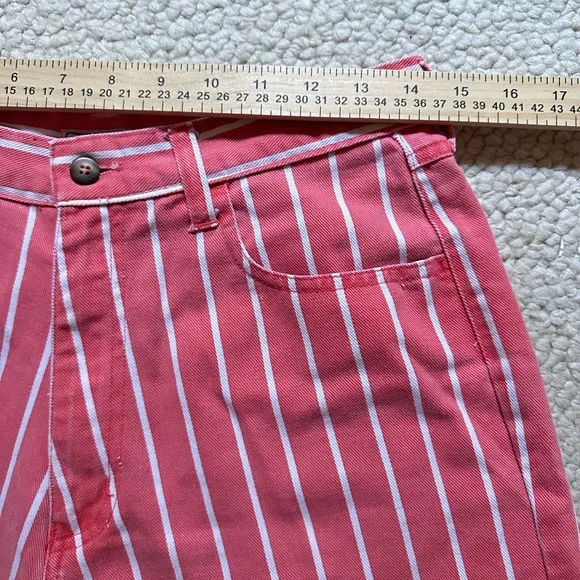 VTG Skoozi Women’s Size 29” Striped Pink Salmon High Waisted 90s Jean Shorts - Picture 4 of 6